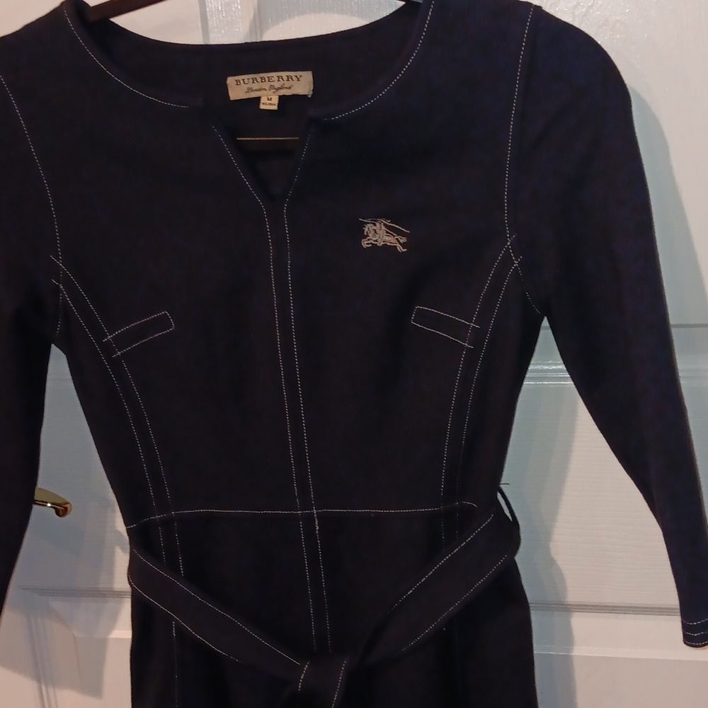 Burberry Navy Blue Align Dress with Belt